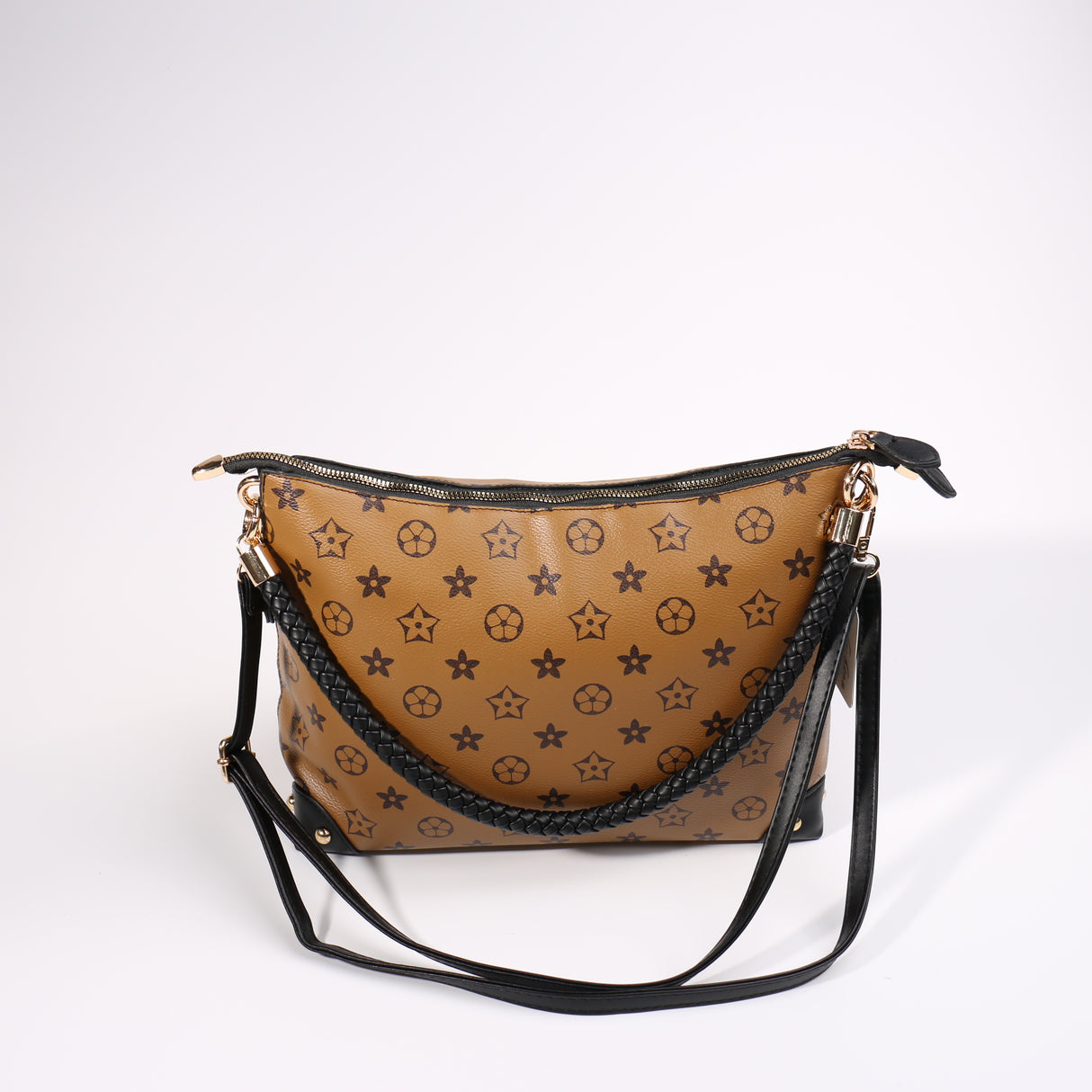 Fashion Double-Sided Pattern Handbag #BAIMBAG04-FLBRN - Light Brown (PC)