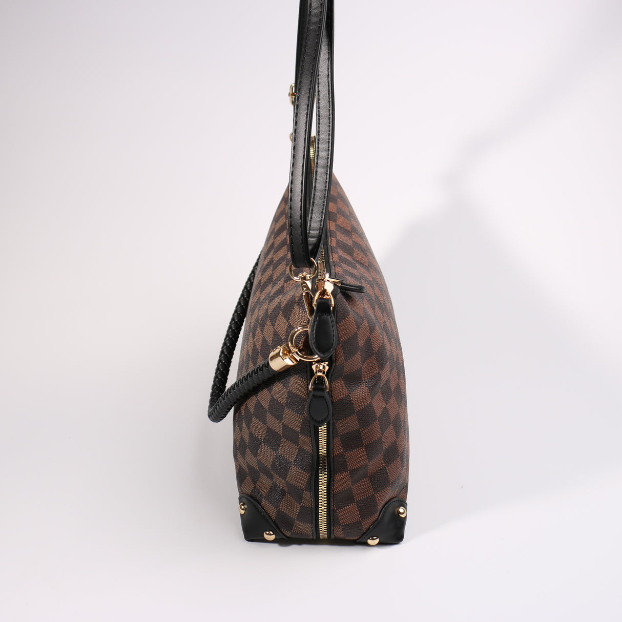 Fashion Double-Sided Pattern Handbag #BAIMBAG04-SQAB - Dark Brown (PC)