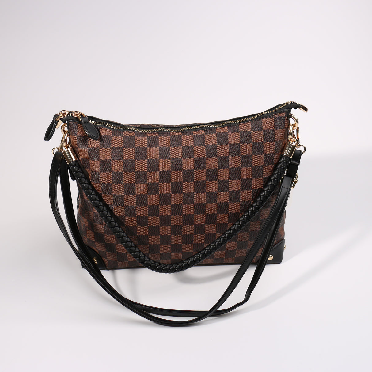 Fashion Double-Sided Pattern Handbag #BAIMBAG04-SQAB - Dark Brown (PC)