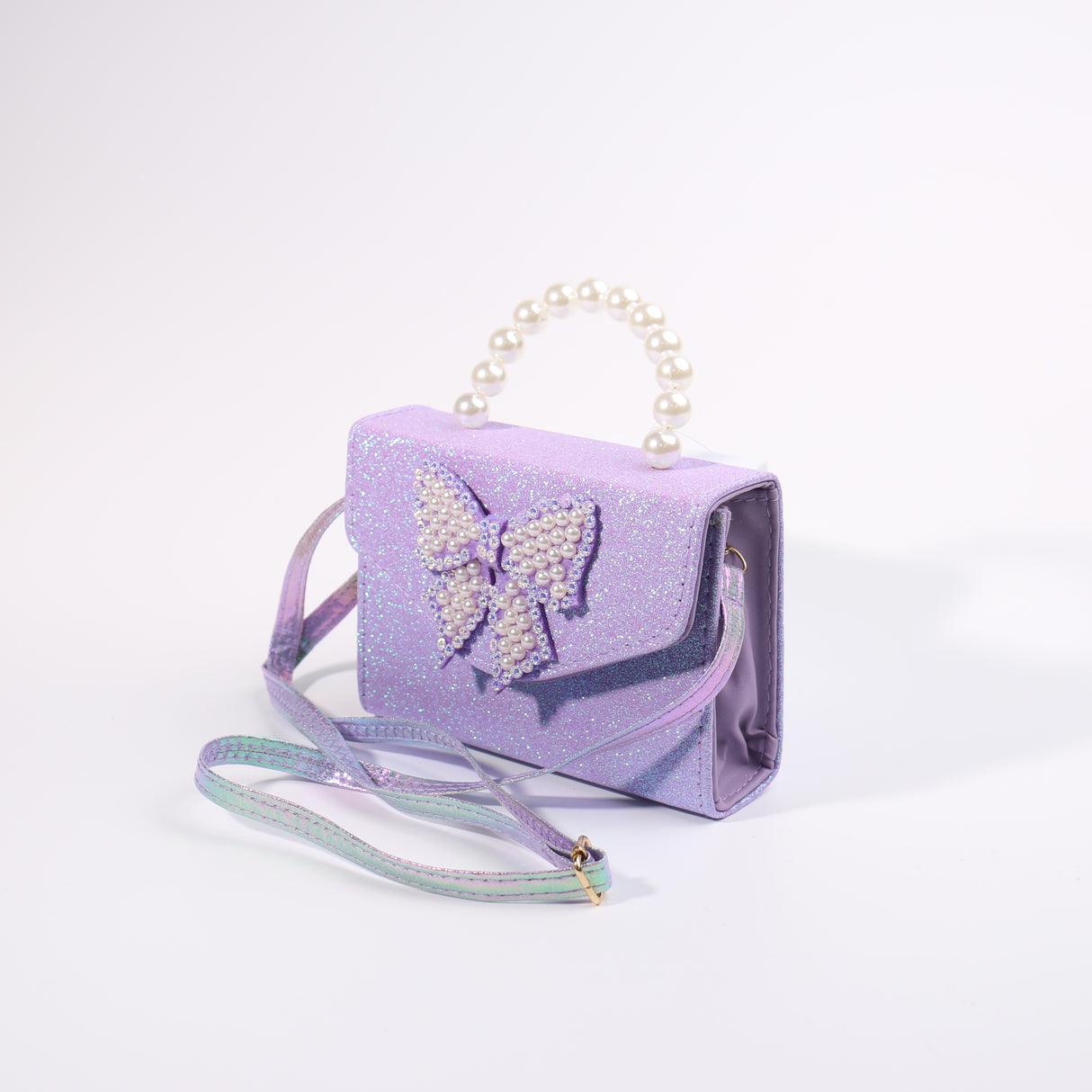 Fashion Kids Pearl Bow Handbag / Crossbody Bag #JHBAG05-PU - Purple (PC)