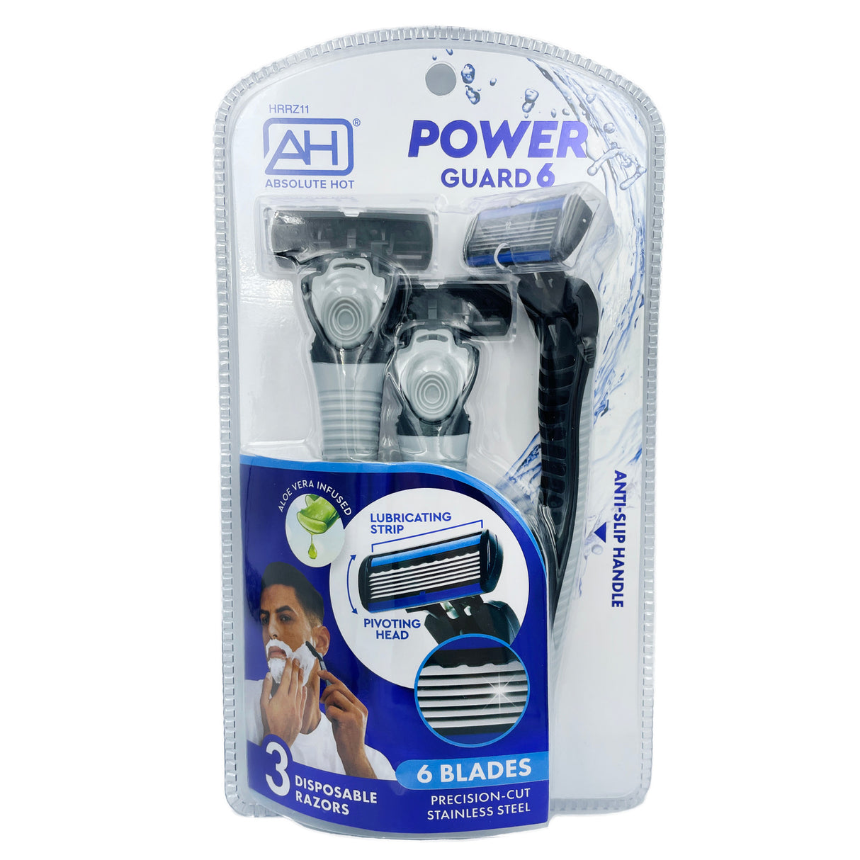 Absolute Hot Power Guard Disposable Razor 6 Blade 3 Pack #HRRZ11 (PC)