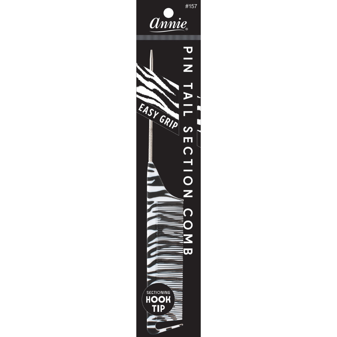 #157 Annie Pin Tail Section Comb - Zebra Print Assort (12PC)