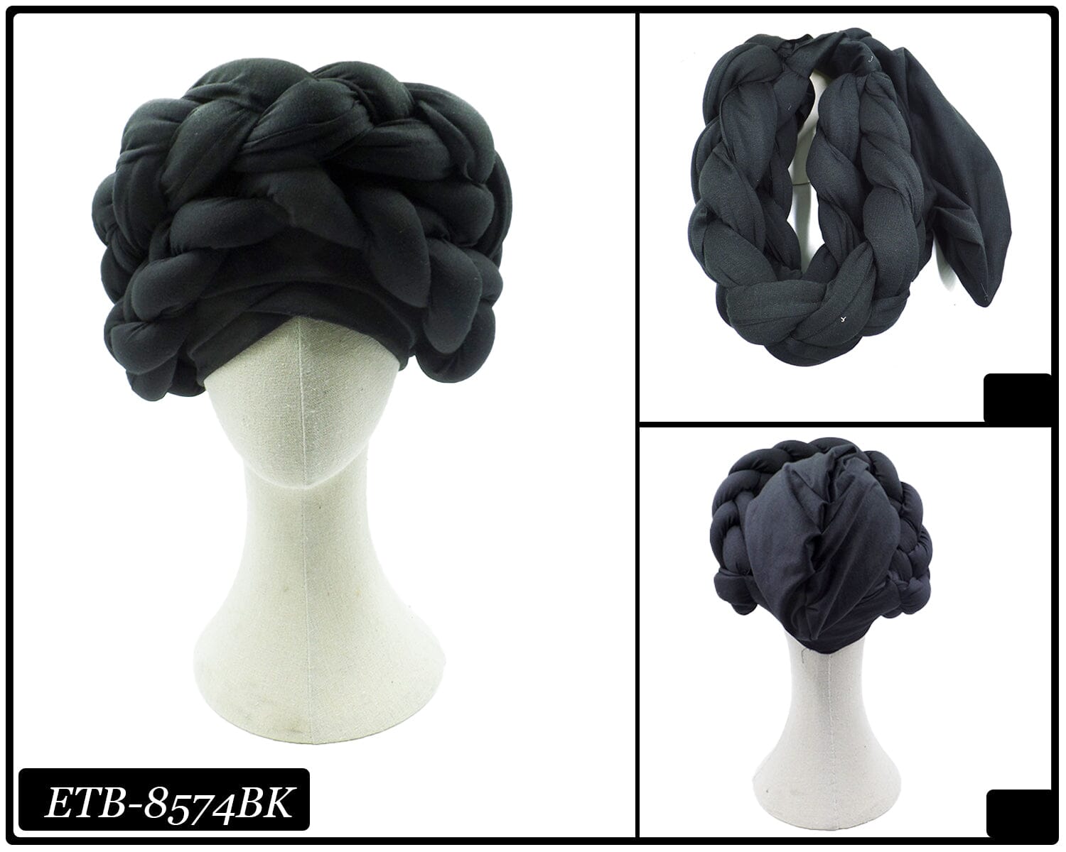 Fashion Turban #ETB8574BK - Black (12PC)