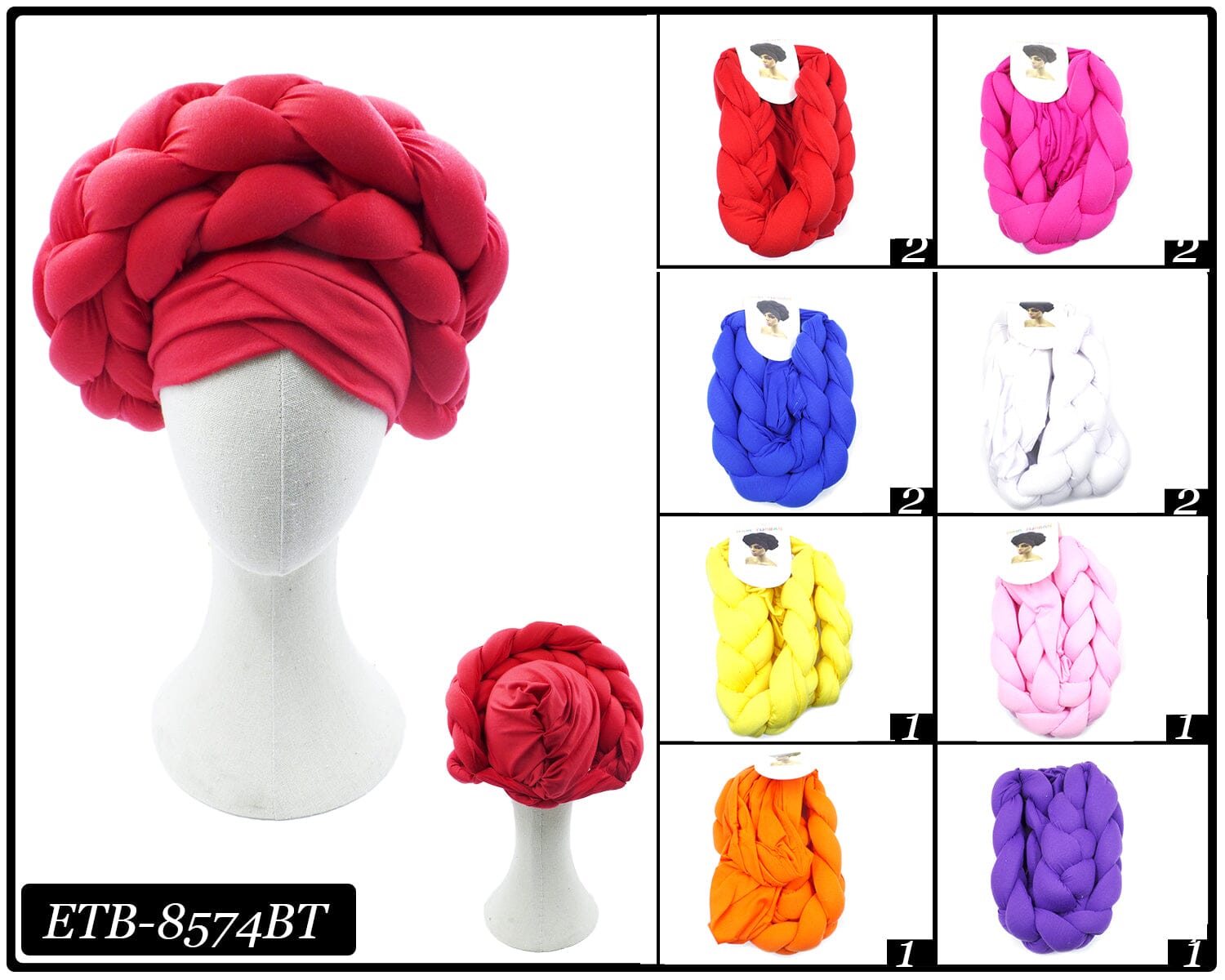 Fashion Turban #ETB8574BT - Assort (12PC)