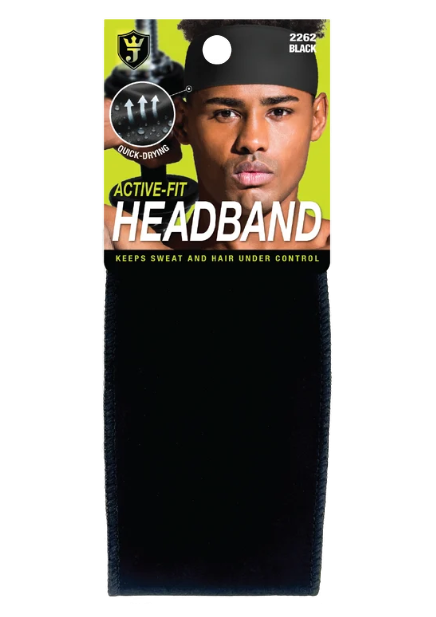#2262 King J Active-Fit Headband - Black (6PC)