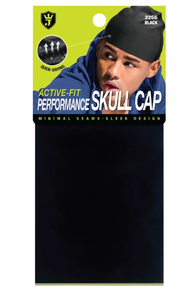 #2266 King J Active-Fit Skull Cap - Black (6PC)