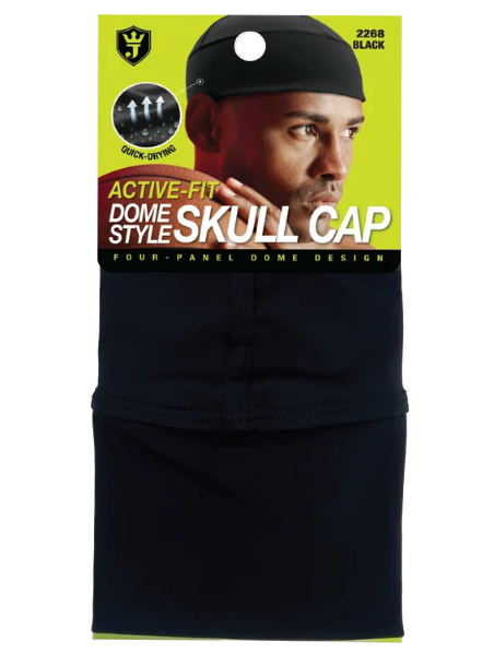 #2268 King J Active-Fit Dome Skull Cap - Black (6PC)