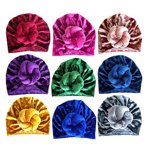 Fashion Velvet Ruffle Turbans #KM1613MIX - Assort (12PC)