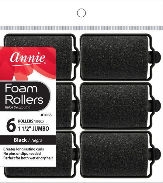 #1065 Annie Jumbo Foam Rollers 6Pc Black (6PC)