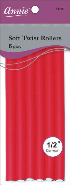 #1201 Annie Soft Twist Rollers 7" Long 6Pc Red (6PC)