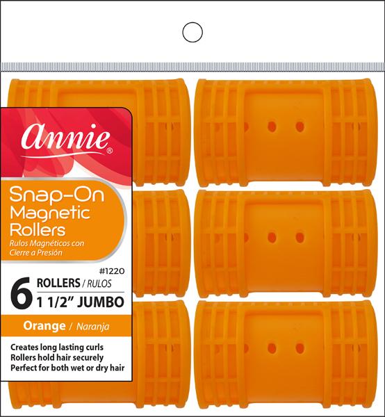 #1220 Annie Jumbo Snap-On Magnetic Rollers 6Pc Orange (6PC)
