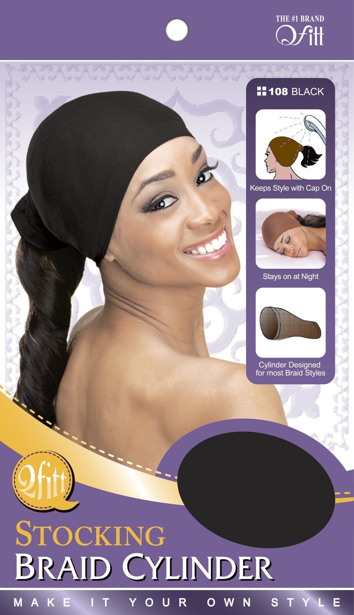 #108 Stocking Braid Cylinder / Black (12PC)