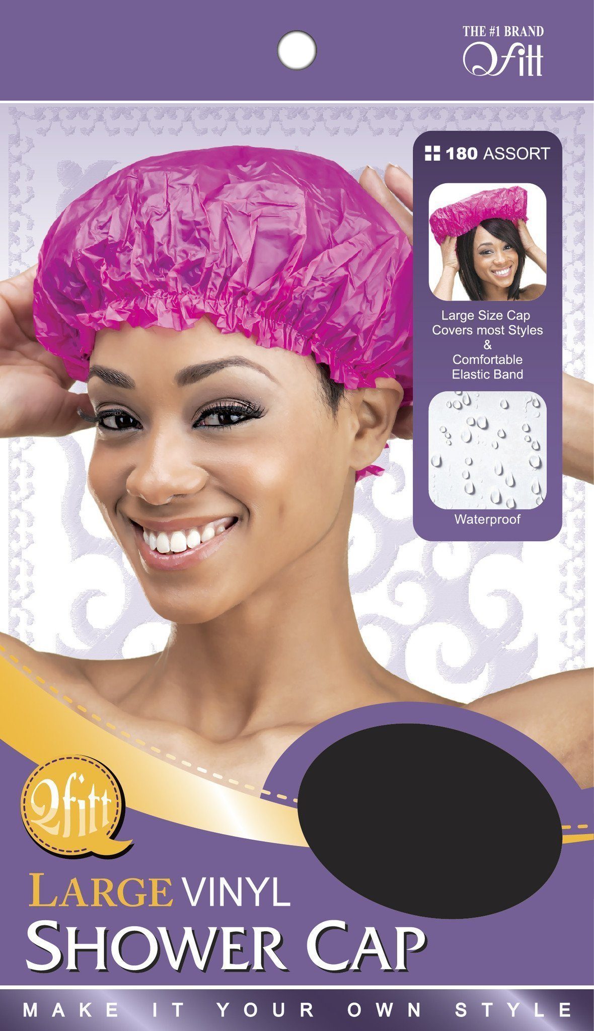 #180 Large Vinyl Shower Cap / Assort (12PC)