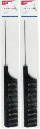 #20112 Eden Black Metal Pin Tail Comb (12Pc)