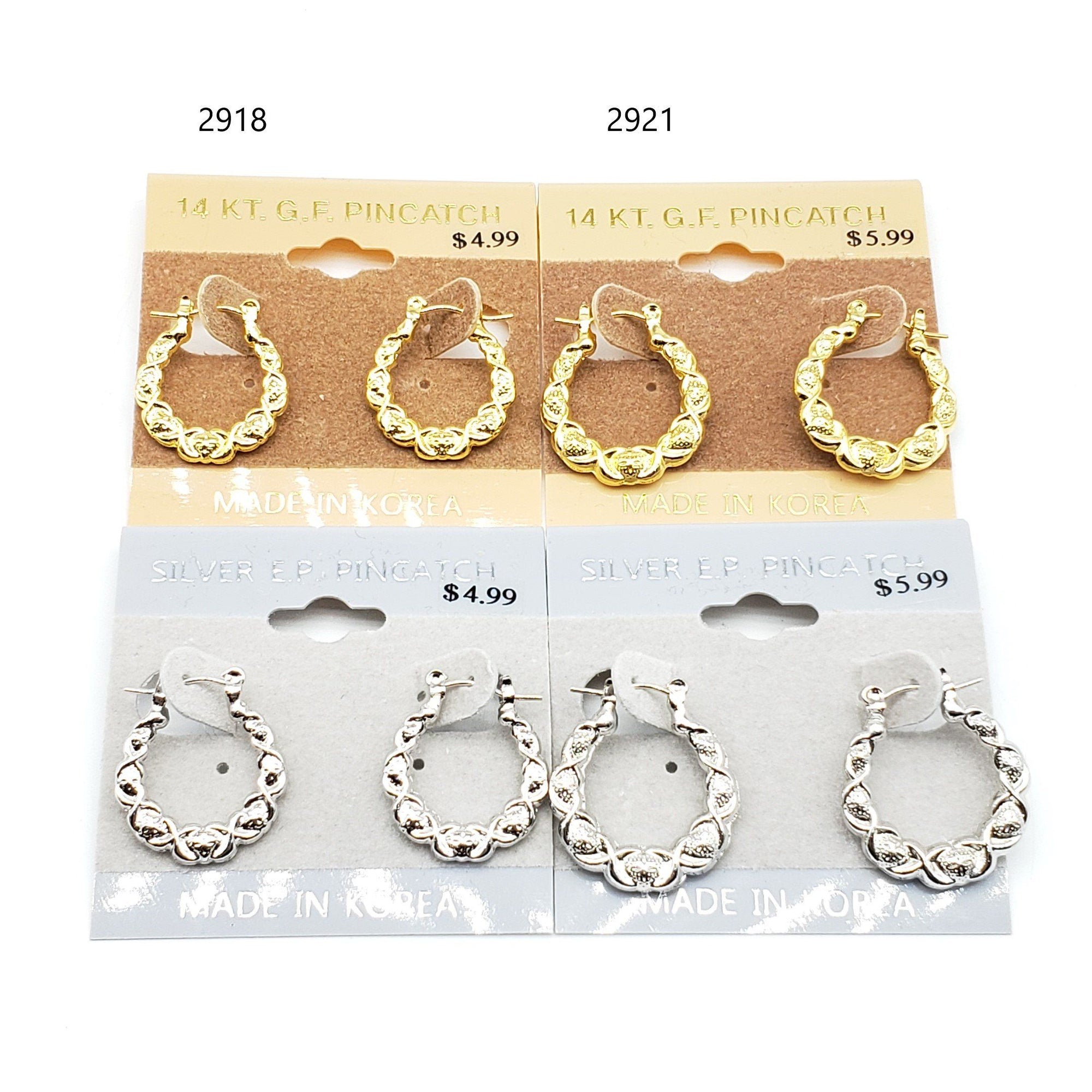 Gold/Silver Braided Hoop Earrings #2918-2921 (PC)