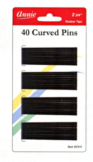 #3310 Annie 40Pc Jumbo Curved Pins Black 2 3/4"(12PC)