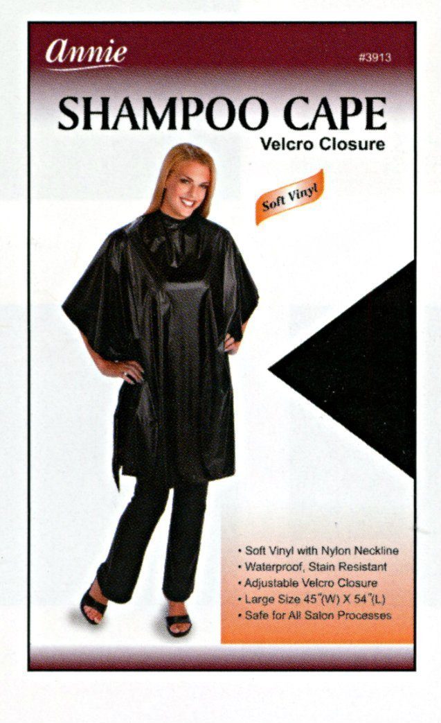 #3913 Annie Shampoo Cape 45" x 54" Black (PC)