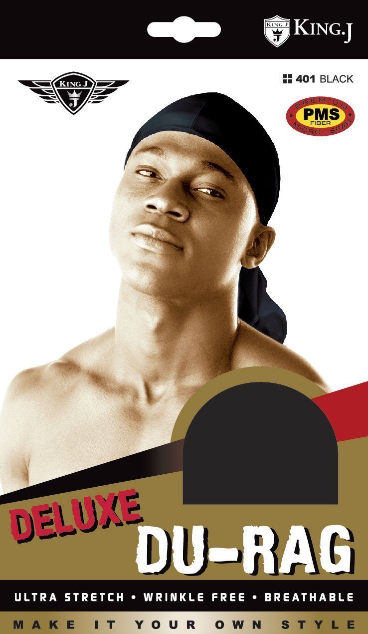 #401 Extra Long Tie Deluxe Du-Rag / Black (12PC)