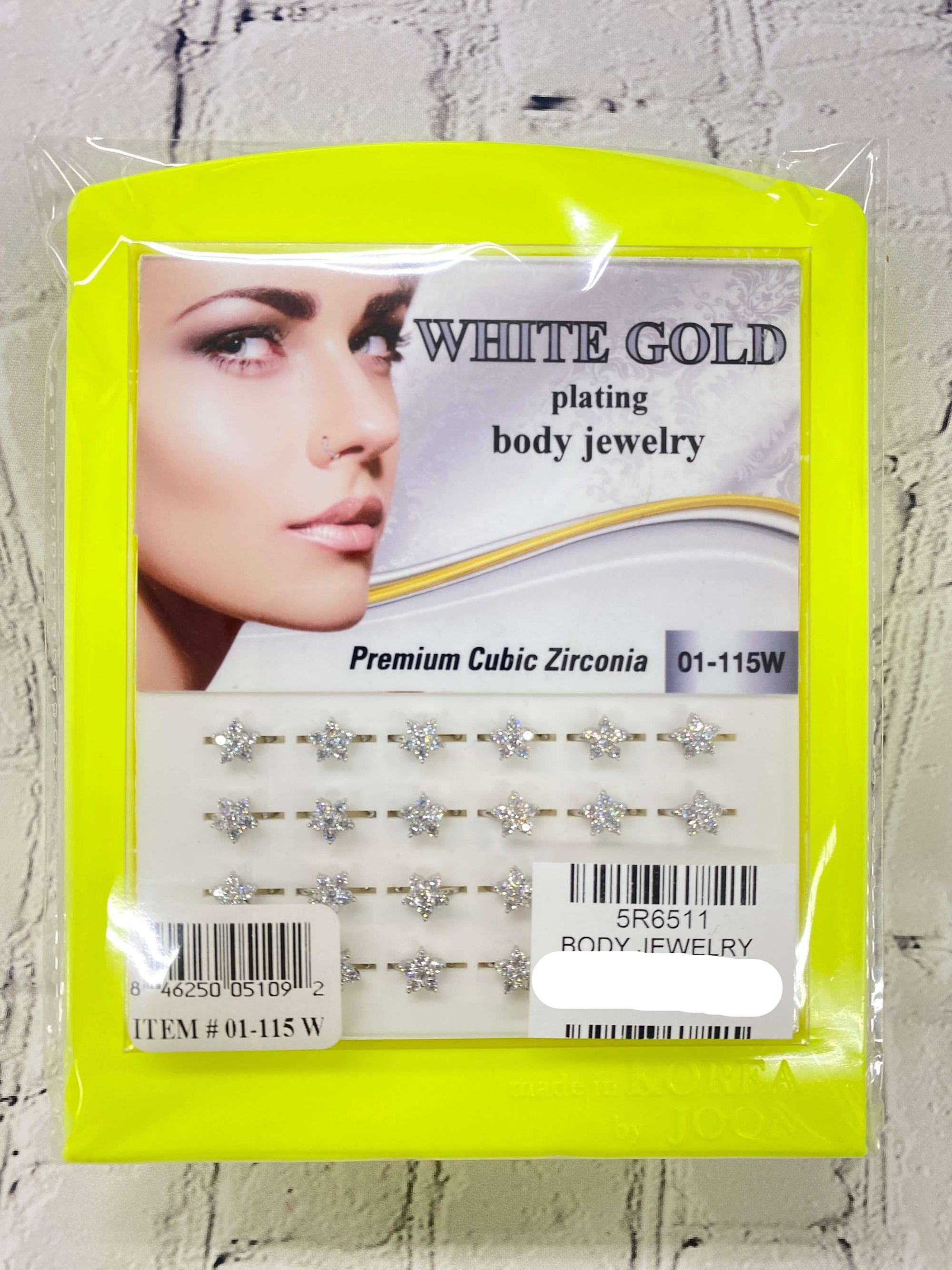 Nose Hoops White Gold Start Stud #01-115W (24PC)