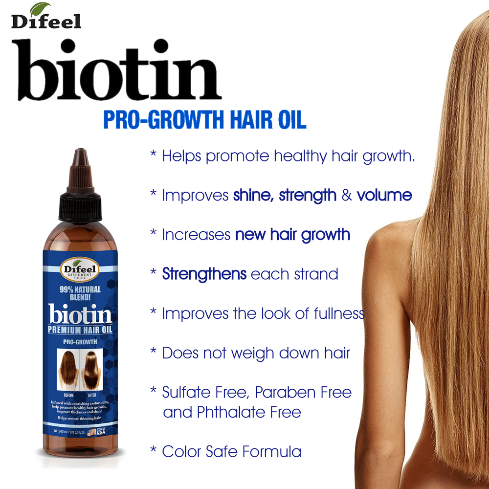 Difeel 99% Natural Premium Hair Oil Biotin Pro-Growth 8oz (PC)