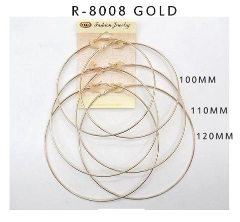 #R8008GOLD Fashion Hoop Earrings 100-110-120mm (12PC)