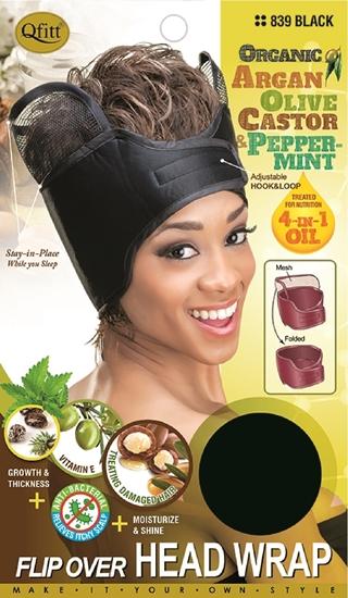 #839 Flip Over Head Wrap / Black (12PC)