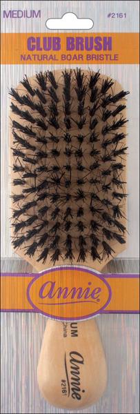 #2161 Annie Medium Club Boar Bristle Brush Light Brown (6PC)