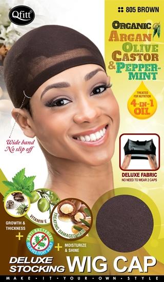 #805 Organic Deluxe Stocking Wig Cap / Brown (12PC)