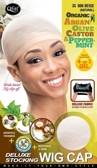 #806 Organic Deluxe Stocking Wig Cap / Beige (Natural) (12PC)