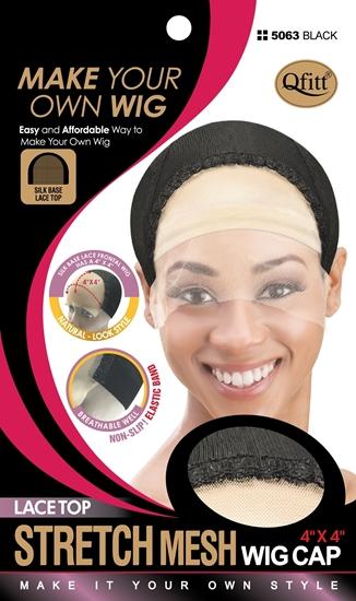 #5063 Stretch Mesh Lace Top Wig Cap / Black (12PC)