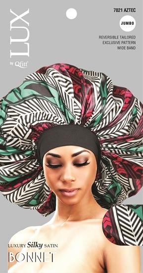 #7021 Lux Pattern Luxury Silky Satin Bonnet - (Afro) Jumbo / Assort (6PC)