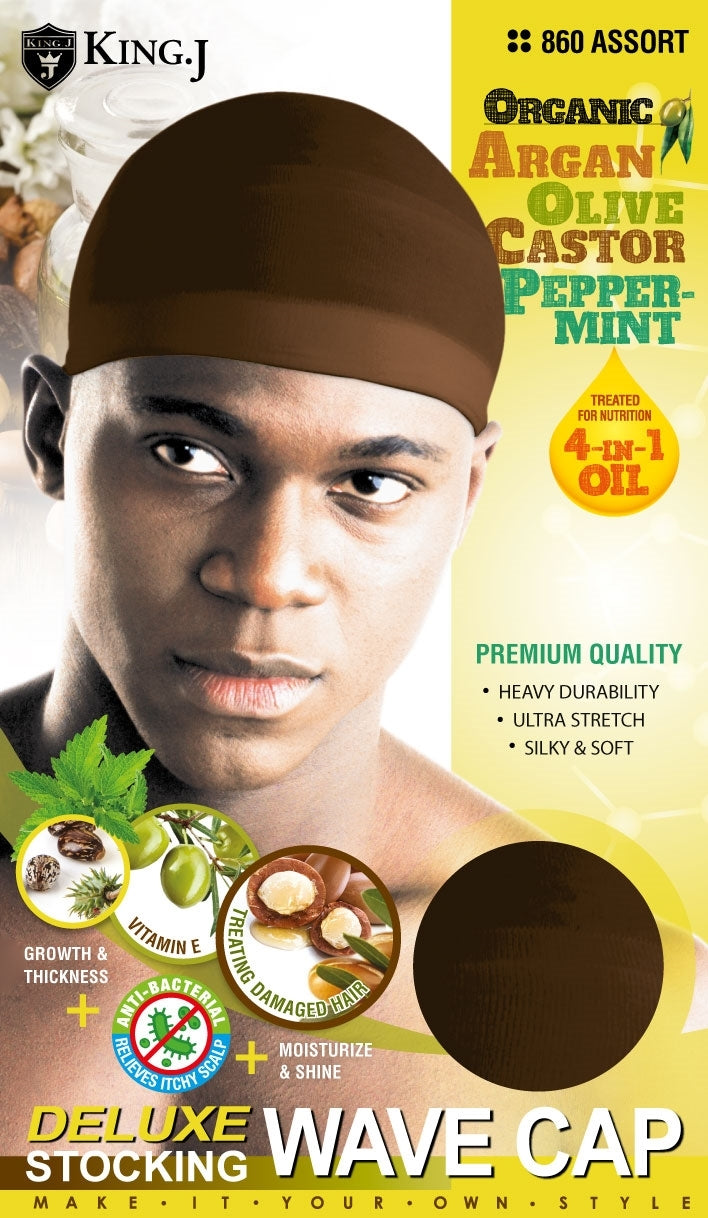 #860 Organic Deluxe Stocking Wave Cap / Assort (12PC)