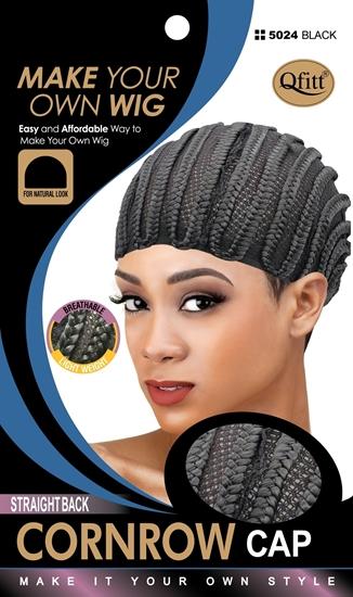 #5024 Straight Back Cornrow Cap / Black (12PC)