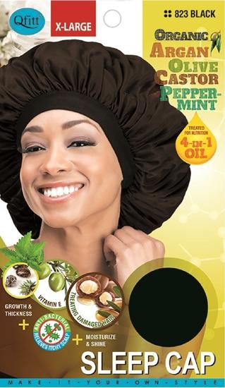 #823 Organic X-Large Sleep Cap / Black (12PC)