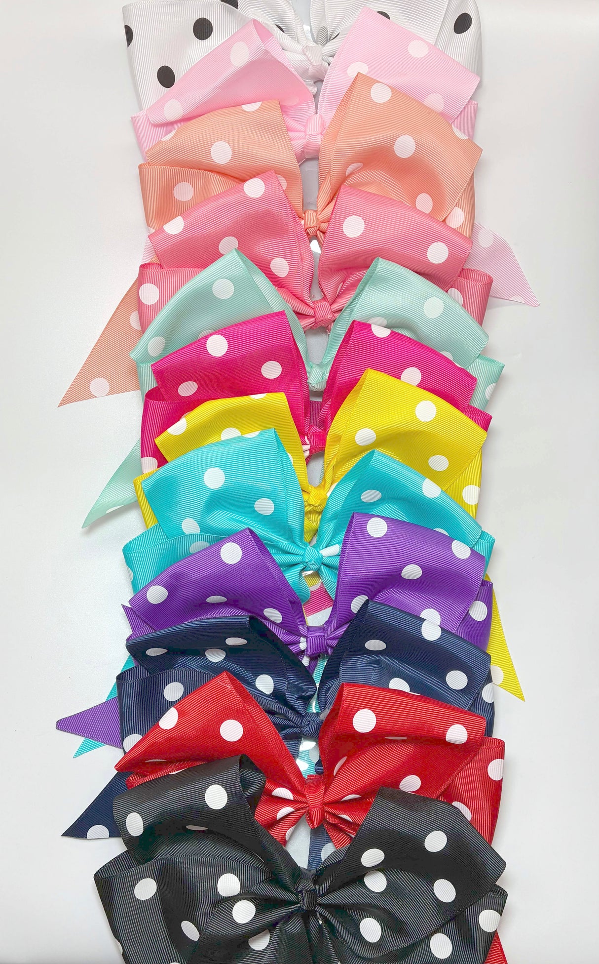 HAIRBOW CHEERLEADER POLKA DOT ASSORT #ETP1949 (12PC)