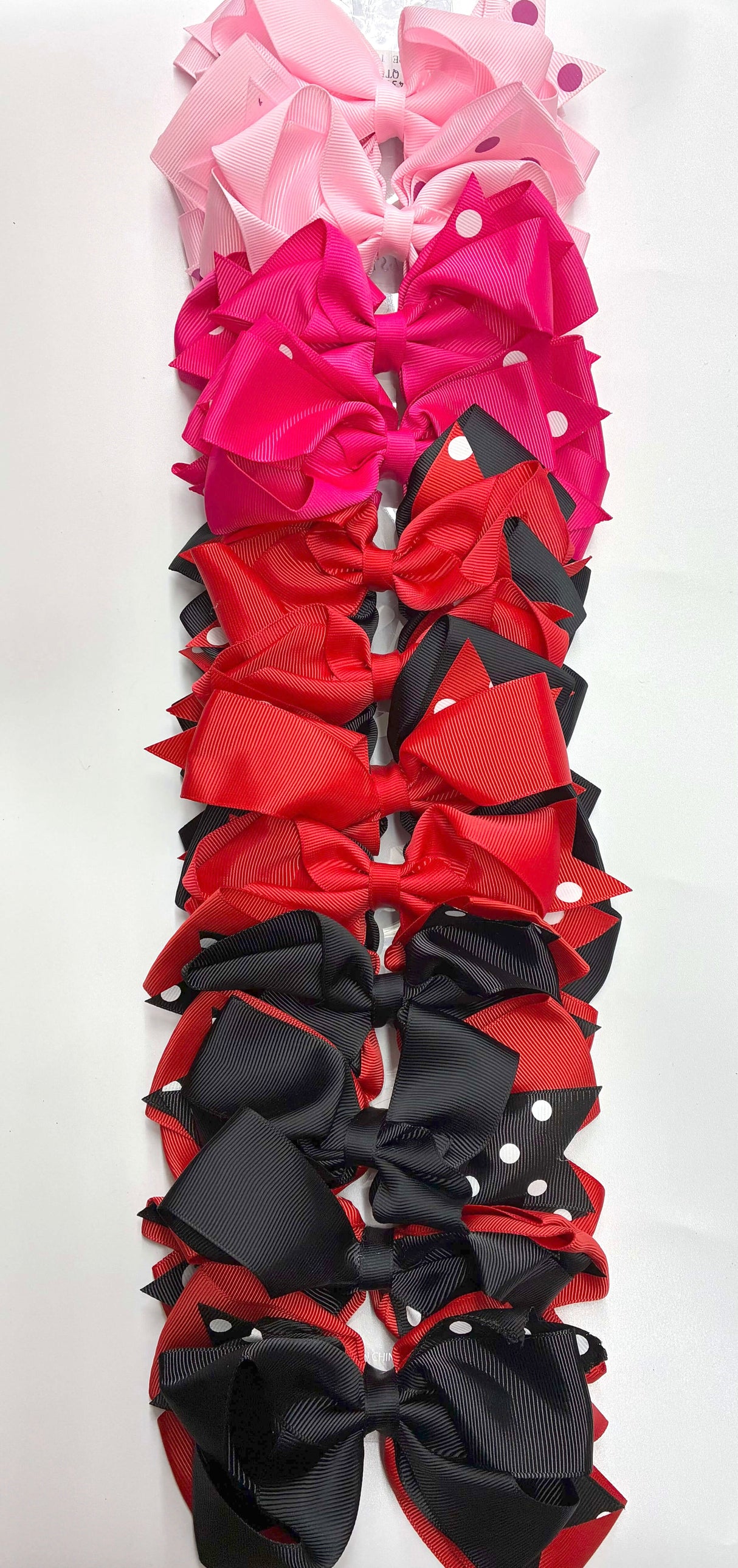 HAIRBOW LARGE POKA DOT RED/BLACK MIX #ETP2453 (12PC)