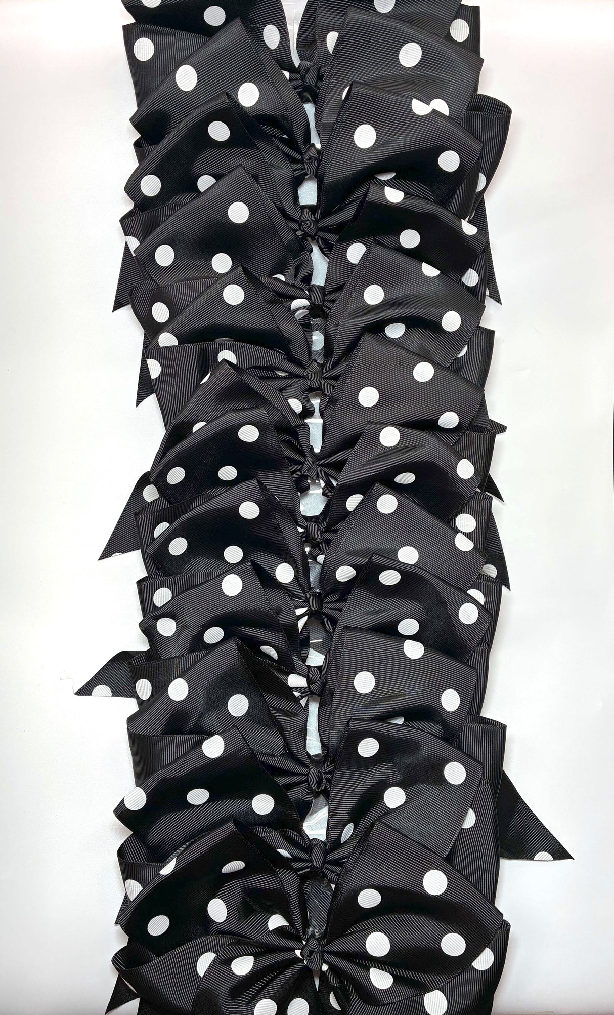 HAIRBOW CHEERLEADER POLKA DOT BLACK #ETP1949BK (12PC)