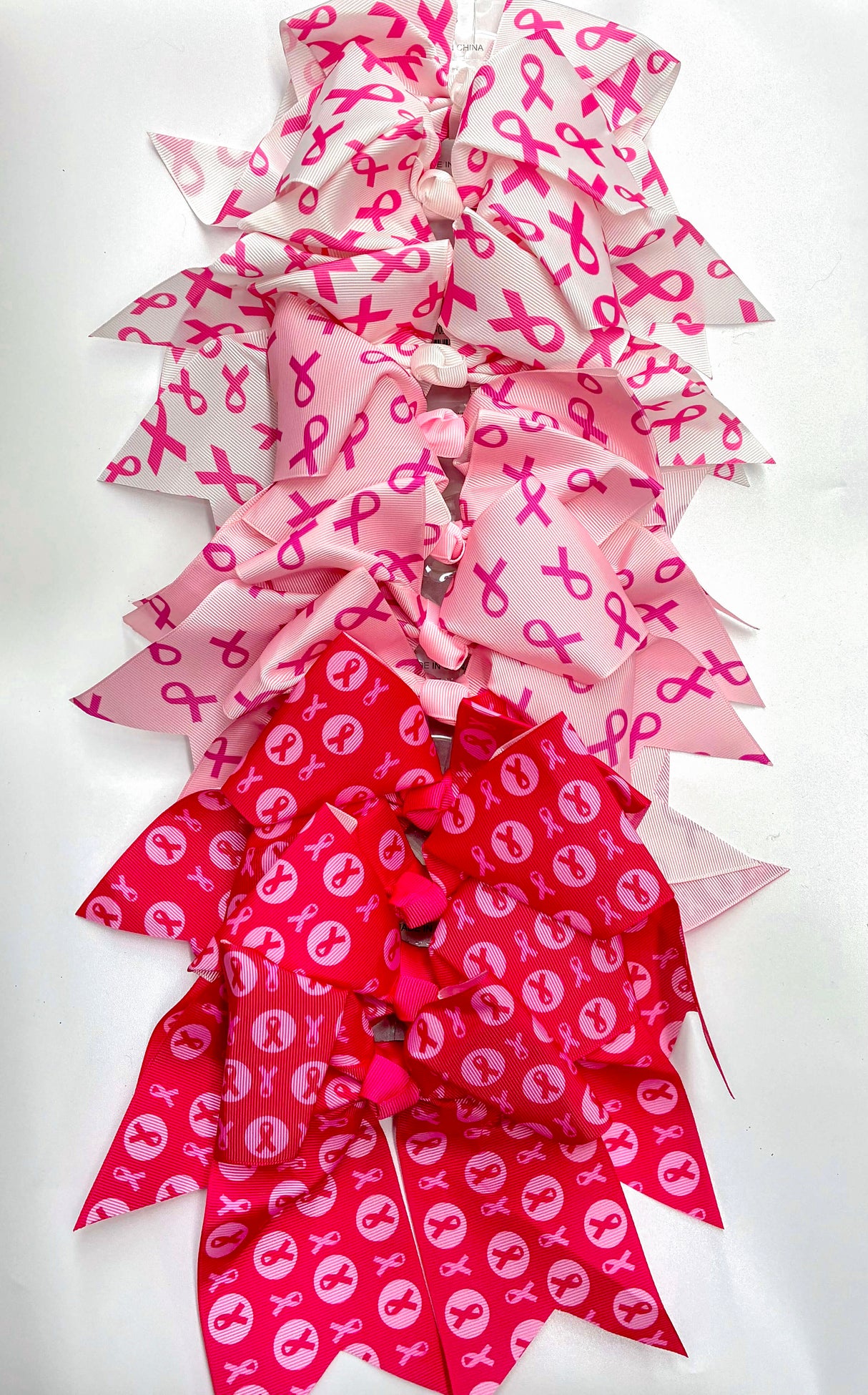 HAIRBOW CHEERLEADER BREAST CANCER PINK MIX #DHY1453 (12PC)