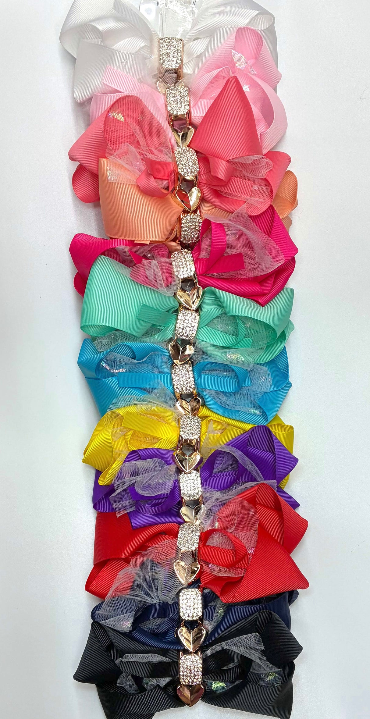 HAIRBOW LARGE RHINESTONE HEART ASSORT #RBW1057R12 (12PC)