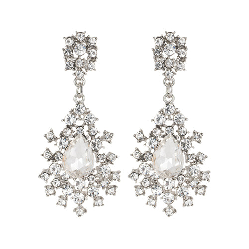 Fashion Crystal Drop Earrings #25677CR-S Silver (PC)