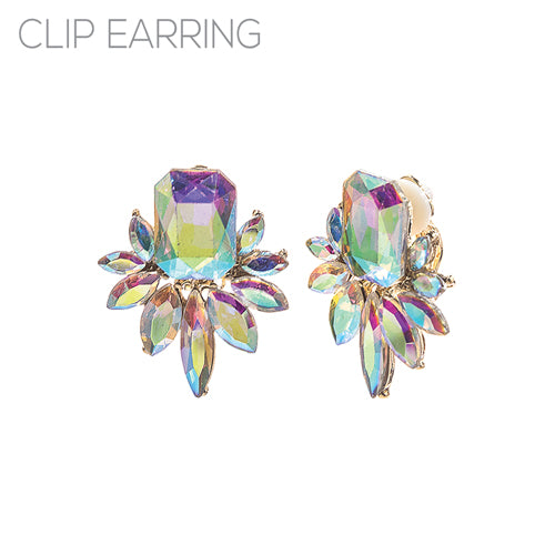 Fashion Crystal Floral Clip-On Earrings #26180 - Multiple Colors (PC)