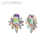 Fashion Crystal Floral Clip-On Earrings #26180 - Multiple Colors (PC)