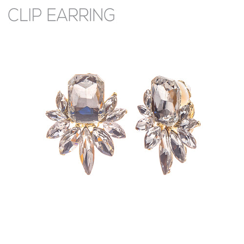 Fashion Crystal Floral Clip-On Earrings #26180 - Multiple Colors (PC)