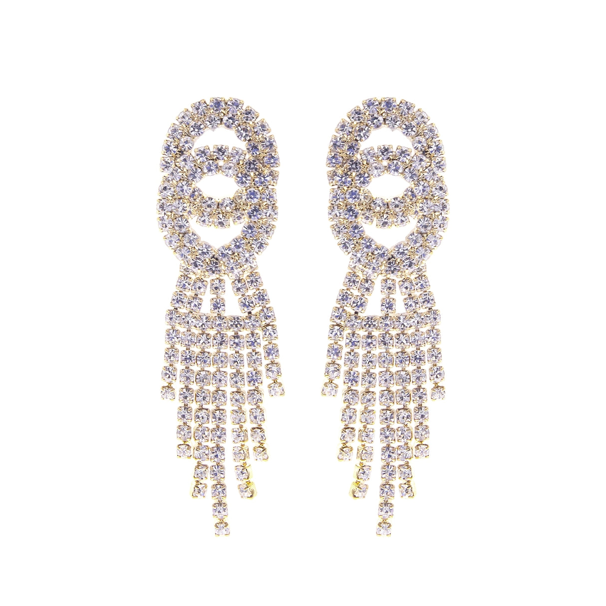 Fashion Fringe Statement Earrings #26446CR-G Gold (PC)