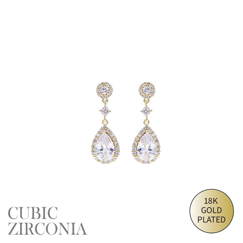 Fashion Crystal Teardrop Earrings #26771CR-OG Gold (PC)