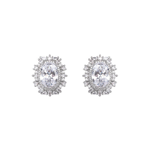 Fashion Oval Crystal Stud Earrings #27762 - Multiple Colors (PC)