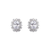 Fashion Oval Crystal Stud Earrings #27762 - Multiple Colors (PC)