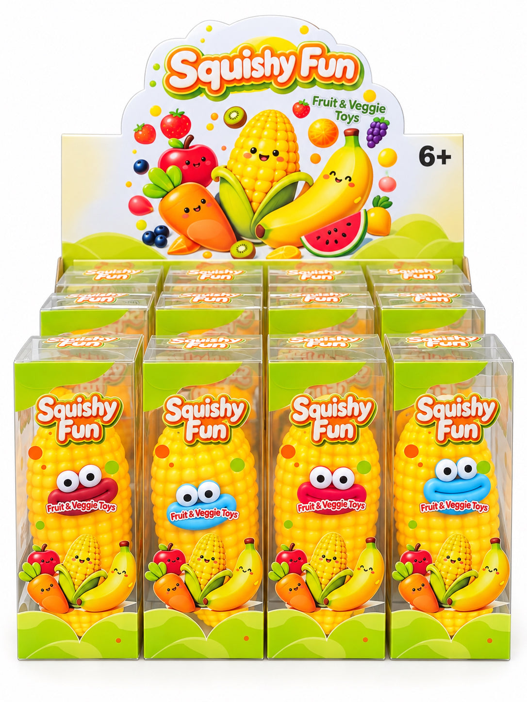 Crunchy Funny Face Corn Squish Toy (12PC)