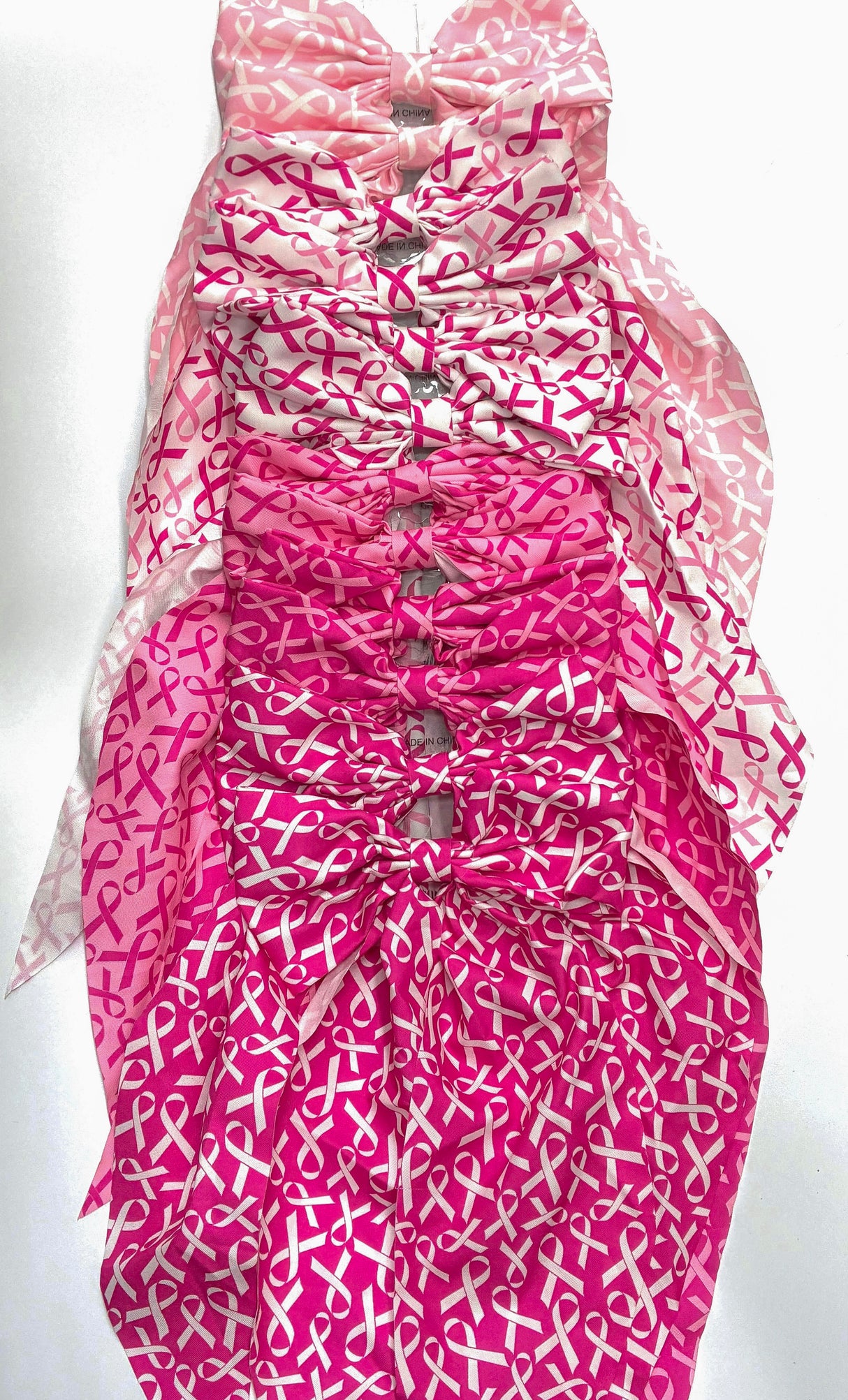 HAIRBOW LONG TAIL BREAST CANCER PINK MIX #DHY1452 (12PC)