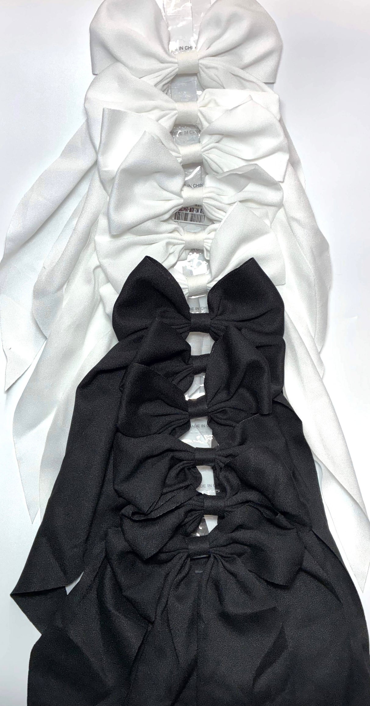 HAIRBOW LONG TAIL VELVET BK/WHT #RBW0947BW (12PC)